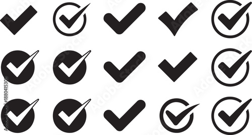 Black checkmark on white background check marks correct
