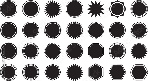 Black circle and starburst shapes for symbol