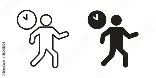 Busy icons vector glyph and thin line. Black icons