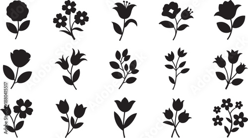 Black flower on white background flowers transparent