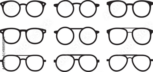 Black glasses pattern on white background