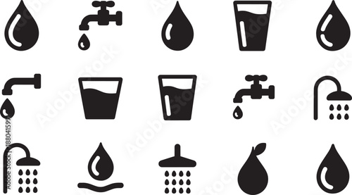 Black of water droplets and faucets shower