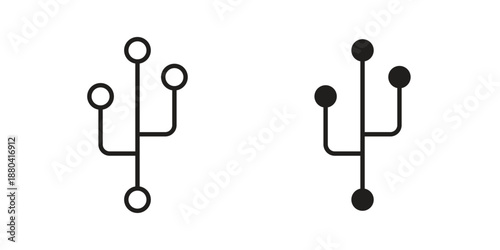 Code branch icons vector glyph and thin line. Black icons