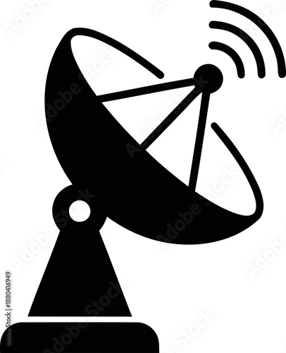 Satellite Dish Icon Vector. Telecommunication Antenna and Radar Symbol.