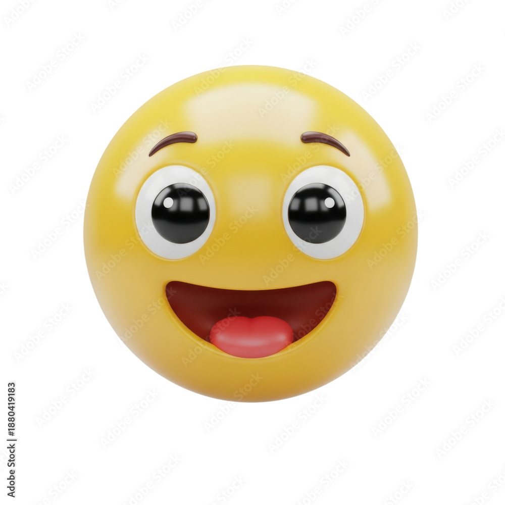 Fototapeta premium Happy emoji face isolated on transparent background