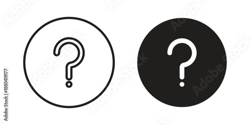 Doubts button icons vector glyph and thin line. Black icons