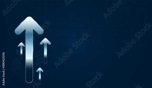 Arrow icon representing future goals, efficiency gains, and performance improvement. with Upward arrow showing direction toward future goals, innovation, and performance increase