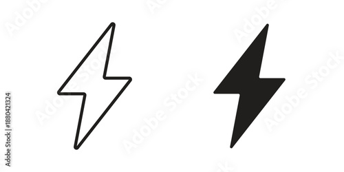 Flash icons vector glyph and thin line. Black icons
