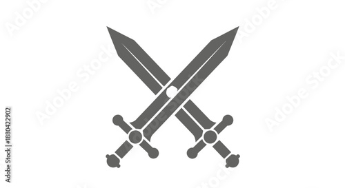 crossed swords icon, gray metal blades