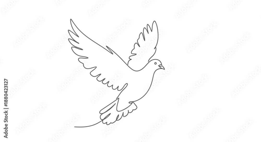 Obraz premium flying dove in one line art style