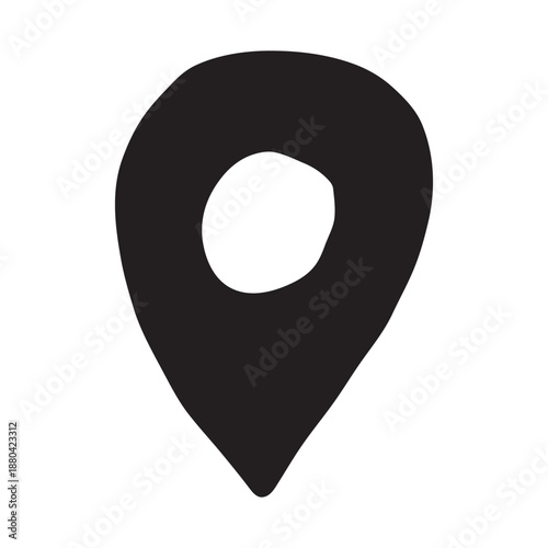 Hand drawn map pin Map marker pointer sign GPS and mapping tools Location pin symbol Pinpoint clipart in doodle style Single element for web, design
