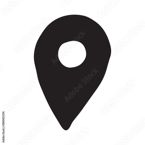 Hand drawn map pin Map marker pointer sign GPS and mapping tools Location pin symbol Pinpoint clipart in doodle style Single element for web, design