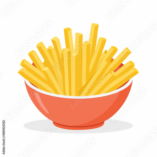 Delicious French Fries in a Vibrant Orange Bowl.
