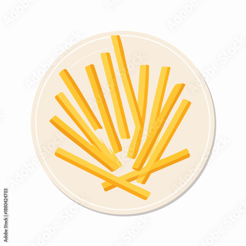 Plate of French Fries on a White Background.