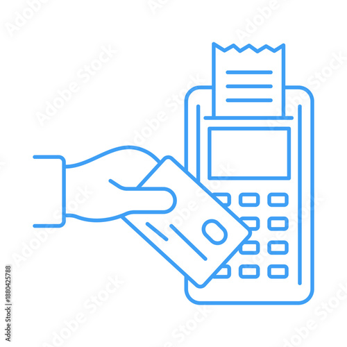 In store digital payment processing and transaction concept icon with editable stroke.