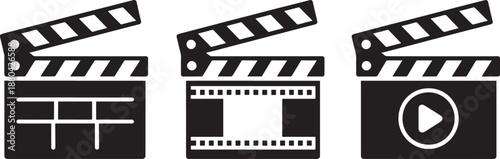 Clapboard cinema production symbols white