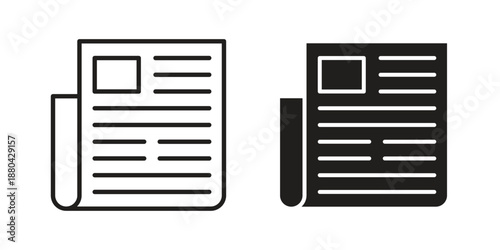News icons vector glyph and thin line. Black icons