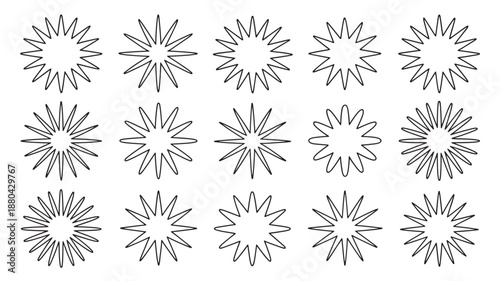 Wallpaper Mural Stylized Floral Icons in Simple Line Art with Monochromatic Color on White Background for Graphic Design Torontodigital.ca
