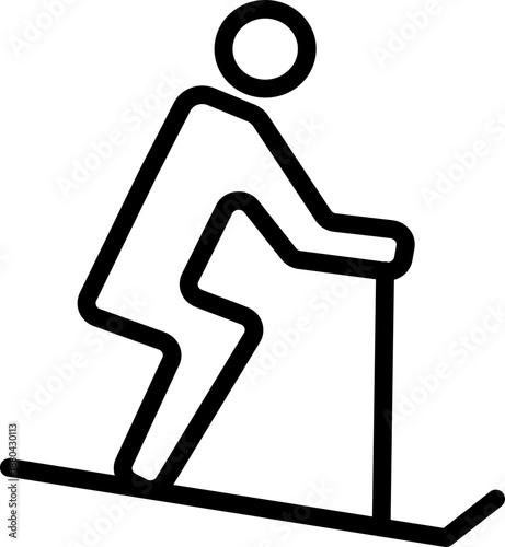 Skiing Line Icon, Winter Ski Sport Vector Icon, Skiing Adventure Icon