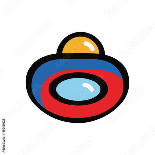 A colorful, stylized illustration of a pacifier