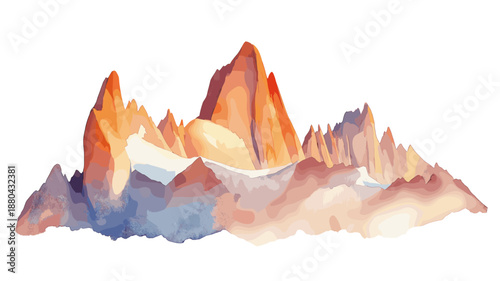 Mount Fitz Roy. Mount Fitz Roy hand drawn watercolor illustration