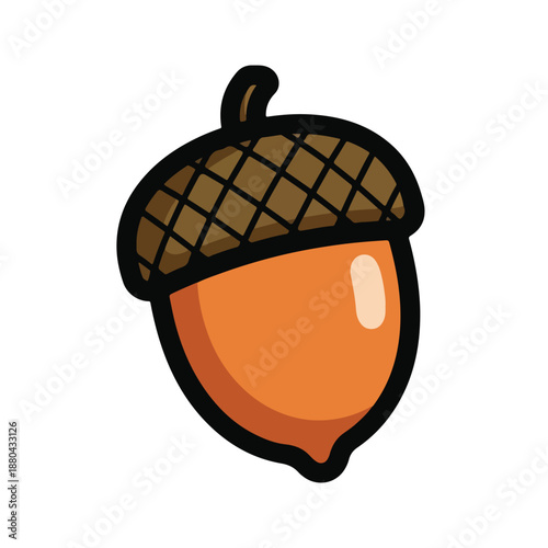 A cartoonish illustration of an acorn
