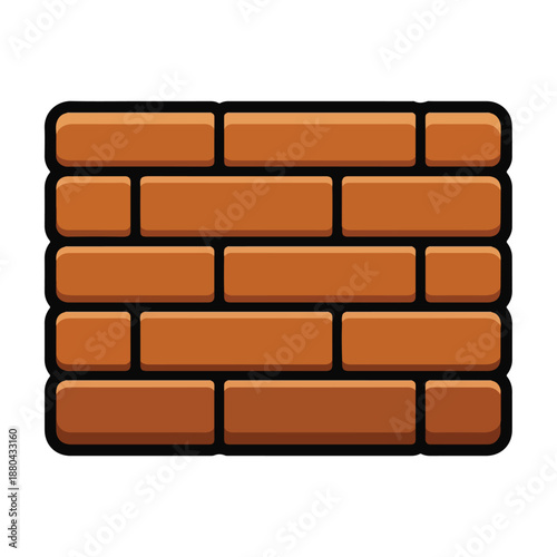 A cartoonish red brick wall with black outline