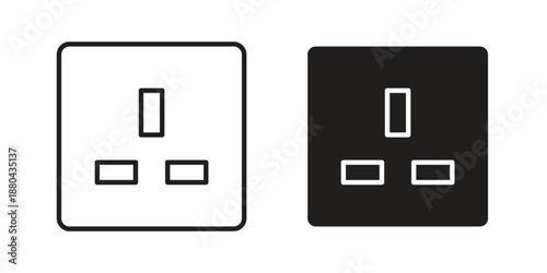 Socket icons vector glyph and thin line. Black icons