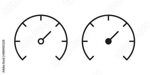 Speedometer icons vector glyph and thin line. Black icons