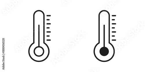 Temperature icons vector glyph and thin line. Black icons