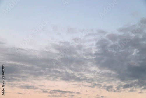 Serene Sunset Sky With Clouds Over Open Horizon At Dusk And Evening Calm