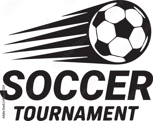 Soccer Tournament Logo With Flying Football Vector