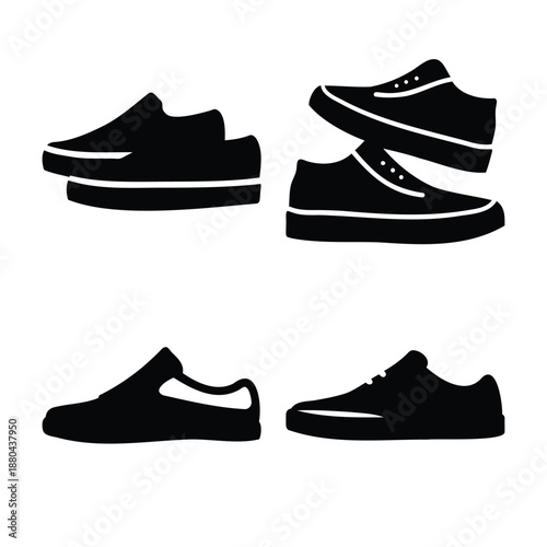 A graphic collection of diverse shoe silhouettes showcasing various casual footwear styles