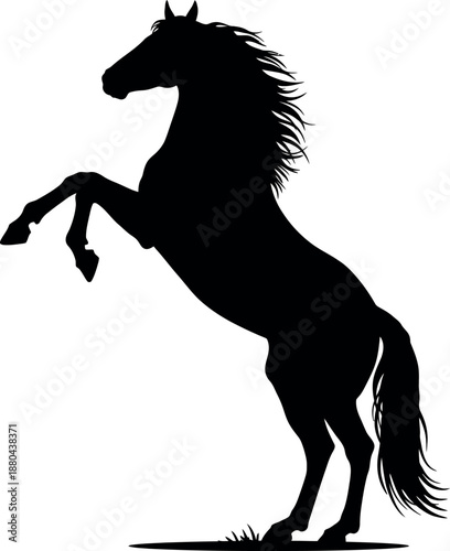 Black horse silhouette vector illustration of a running stallion