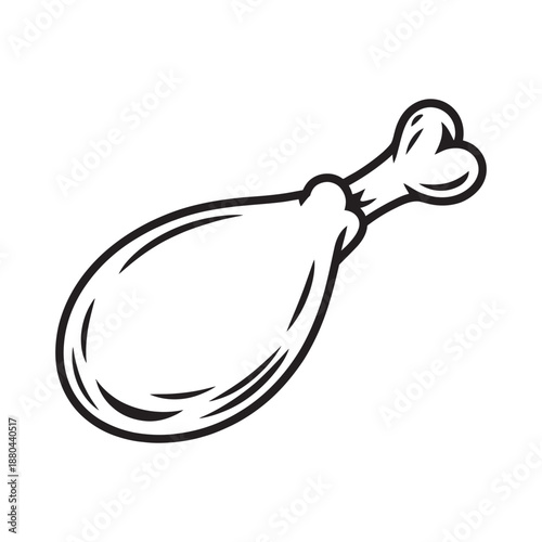 Hand drawn chicken wing in vector line style, food illustration, culinary sketch, poultry design, outline vector art, restaurant menu, editable, isolated