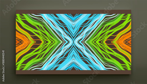 An ornament made of colored floss threads in the shape of an X. Geometric wallpaper. Strips. Illustration for brochure, poster, cover, card, presentation, flyer or banner.