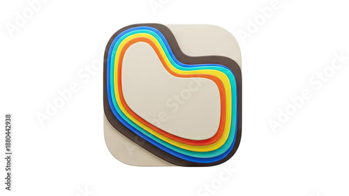 Abstract layered heart shape with rainbow colors
