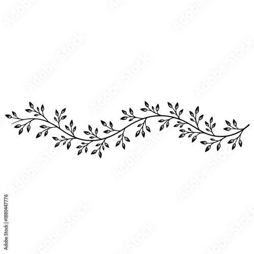 Horizontal Floral Border Vine Leaf Divider Decorative Ornament
