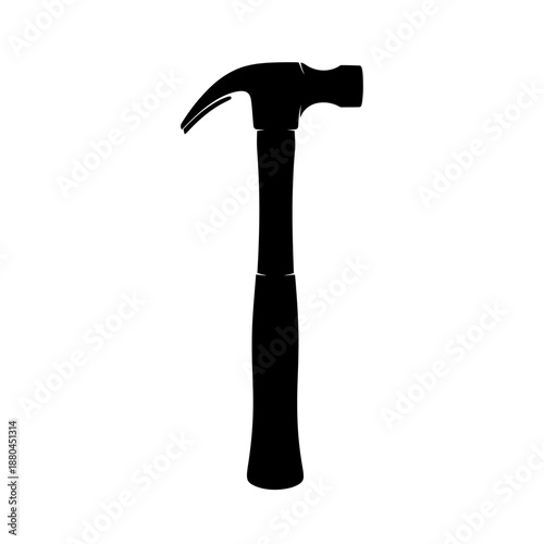 a black silhouette of a hammer on a white background