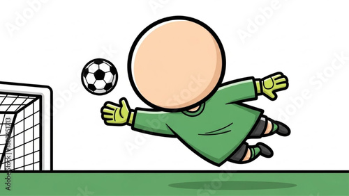 Chibi goalkeeper catching soccer ball