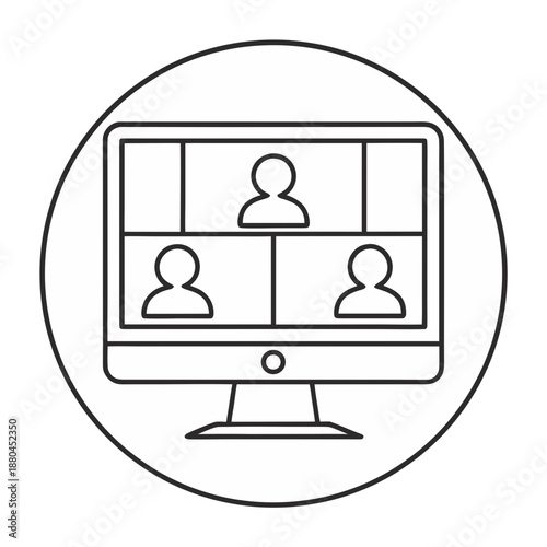 Remote Work Team Collaboration and Virtual Video Conference Meeting Icon