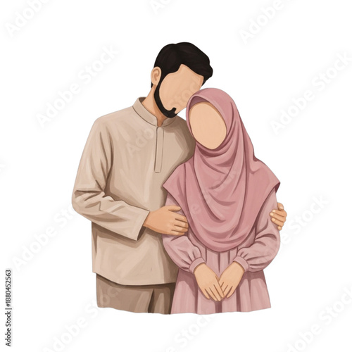 Muslim Couple Embracing Affectionately 2.