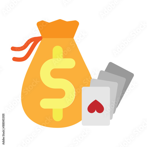 Casino Money Bag Vector Flat Icon Design