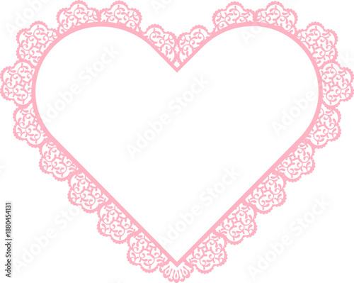 pink heart with floral border lace