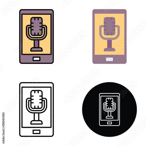 podcast smartphone with microphone Vector icon, Suitable For Mobile Apps, Web Apps And Print Media. Multiple Style Icons, 