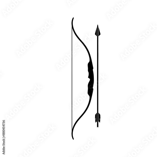 Simple illustration of a black bow and arrow on a white background
