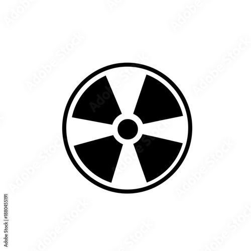 A simple black and white illustration of a circular radioactive symbol