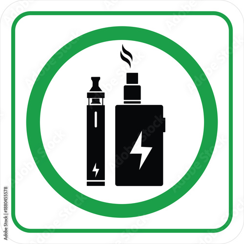 vaping area signs. green allowed circles signs icon