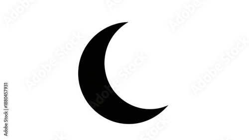 Simple black crescent moon icon minimalist vector symbol for night or astronomy isolated on white background