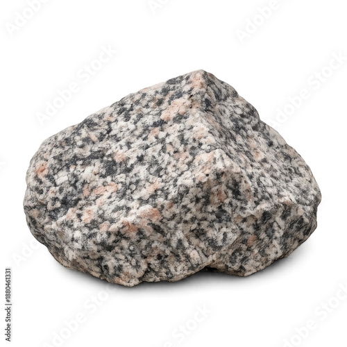 High-quality granite stone isolated on a transparent background. Natural granite with a rough texture and visible mineral grains, showcasing realistic details and neutral earthy tones. Ideal for archi